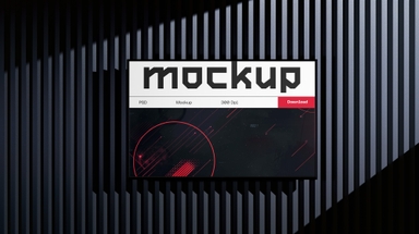 Screen Mockup on Ribbed Dark Wall