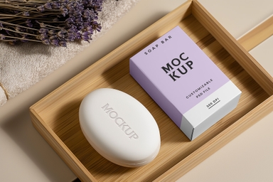 Soap Bar and Box PSD Mock-up