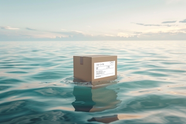 Cardboard Box Mockup Floating in Sea