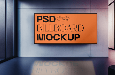 Large Digital Screen Mockup Mounted in Office Space Environment