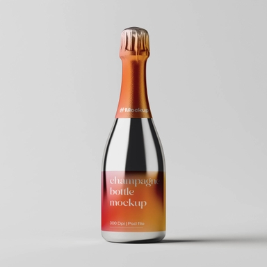Small Champagne Aluminium Bottle Mockup with Screw Cap