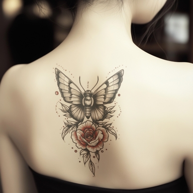 Asian Women with Customizable Tattoo Mockup on Back