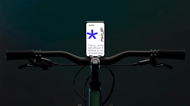 iPhone Mockup Mounted on Bicycle Handle