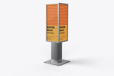 4 Sided Poster Stand Mockup