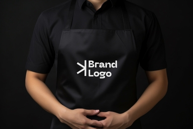 Young Man Wearing Apron Mockup Close-up View