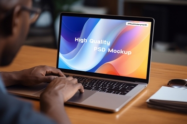 Nigerian Professional Man Presents Laptop Screen Mockup