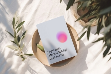 Hardcover Book Mockup in Aesthetic Sunlight Environment