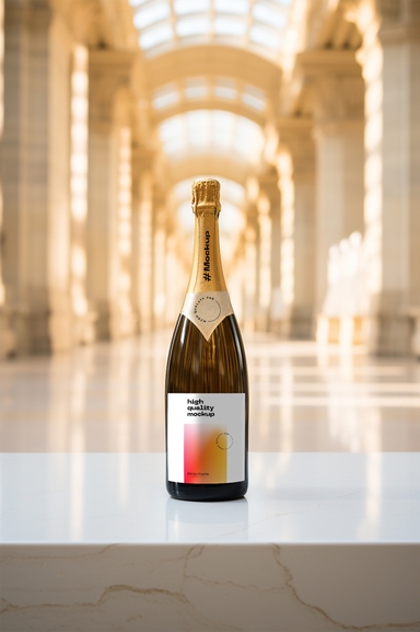 Royal Champagne Bottle Mockup with Luxury Backdrop