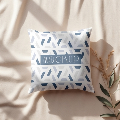 Square Cushion Mockup on Wrinkled Fabric