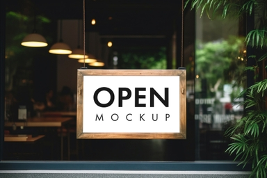 Wooden Rectangular Open-Close Signboard for Restaurant