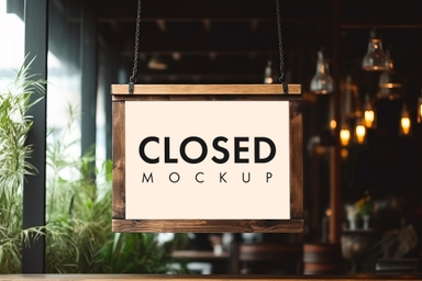 Open Closed Signboard Mockup for Cafe