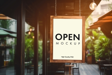 Restaurant Open Close Signboard Mockup