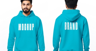 Young Man Wearing Hoodie Mockup Back and Front View