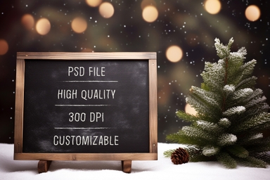 Wooden Chalkboard Mockup on Show with Plant