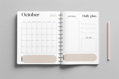 Daily Planner Book Mockup with Calendar Page