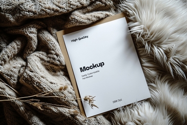 Clipboard Mockup on Light-Colored Fur Blanket