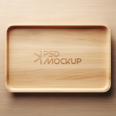 Rectangle Wooden Tray Mockup