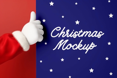 Santa Giving Thumbs-up on Christmas Mockup