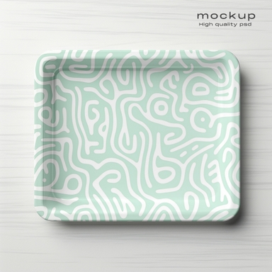 Square Ceramic Tray PSD Mockup