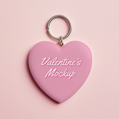 Valentine Heart Keychain Mockup Top View