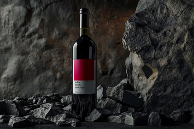 Wine Bottle Mockup on Rocks