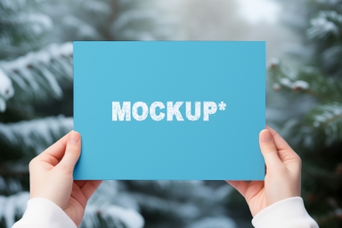 Women Holding Christmas Invitation Card Mockup