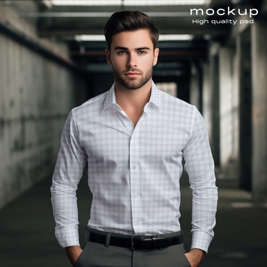 American Man Wearing Formal Shirt Mockup