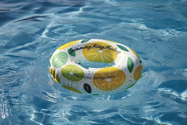Customizable Swimming Ring Mockup Floating in Pool