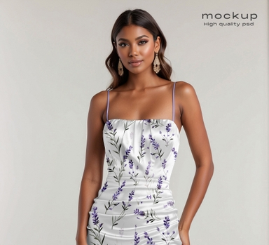 Versatile Backless Mini Strap Dress Mockup Featuring Brown Girl
