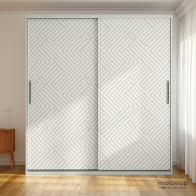 Modern Wardrobe Mockup with Sliding Door