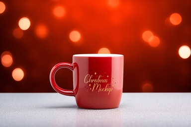 Red Christmas Mug HD Mockup