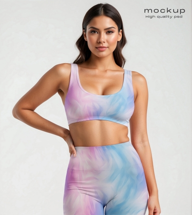 Russian Woman Featuring Sportswear PSD Mockup