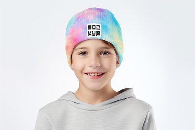 Smiling Boy Wearing Winter Hat Mockup