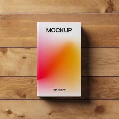 Book Cover Mockup Presents on Wooden Table Top View