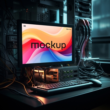 Hacking Desktop Monitor Mockup with Cable Mess