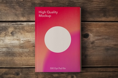 Front Side Book Cover Mockup on Wooden Table