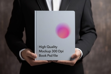 Business Man Holding Book PSD Mockup