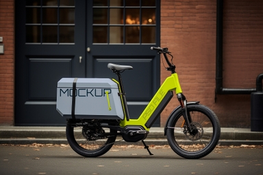 Electric Delivery Bike Mockup with Delivery Box