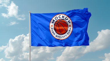 Waving Fabric Flag Mockup