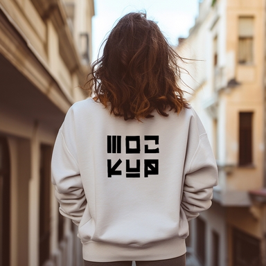 Female Presents Sweatshirt Mockup Back View