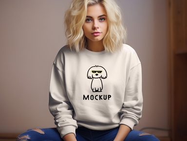 American Girl Showings Oversized Sweatshirt Mockup