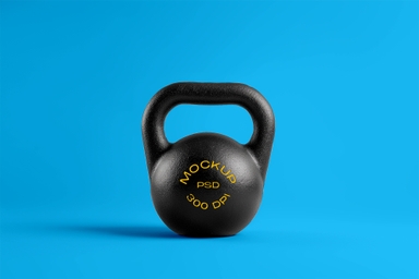 Realistic Kettlebell Mockup Isolated on White Backdrop