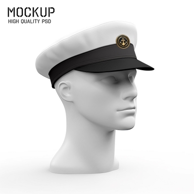 Male Mannequin Wearing Pilot Cap Mockup