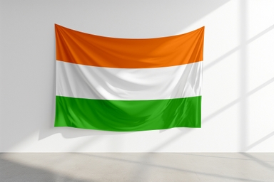 Realistic Country Flag Mockup Hanging on a White Wall
