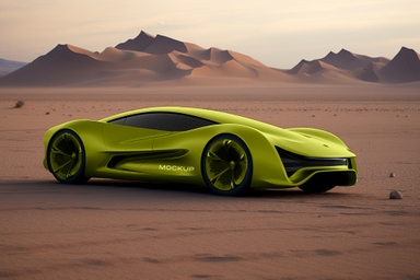 Sports Car Mockup Parked in Desert
