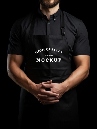 Turkish Man Presents Black Apron Mockup