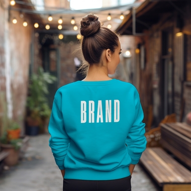 Back View Young Women Wearing Sweatshirt Mockup