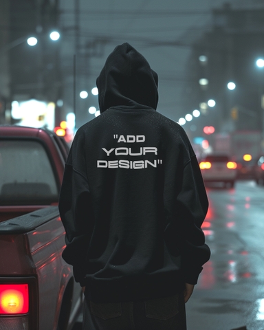 Man Showcase Back View of Hoodie Mockup