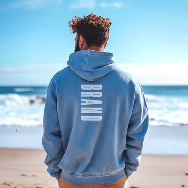 Seashore Setting Man Hoodie Rear Mockup