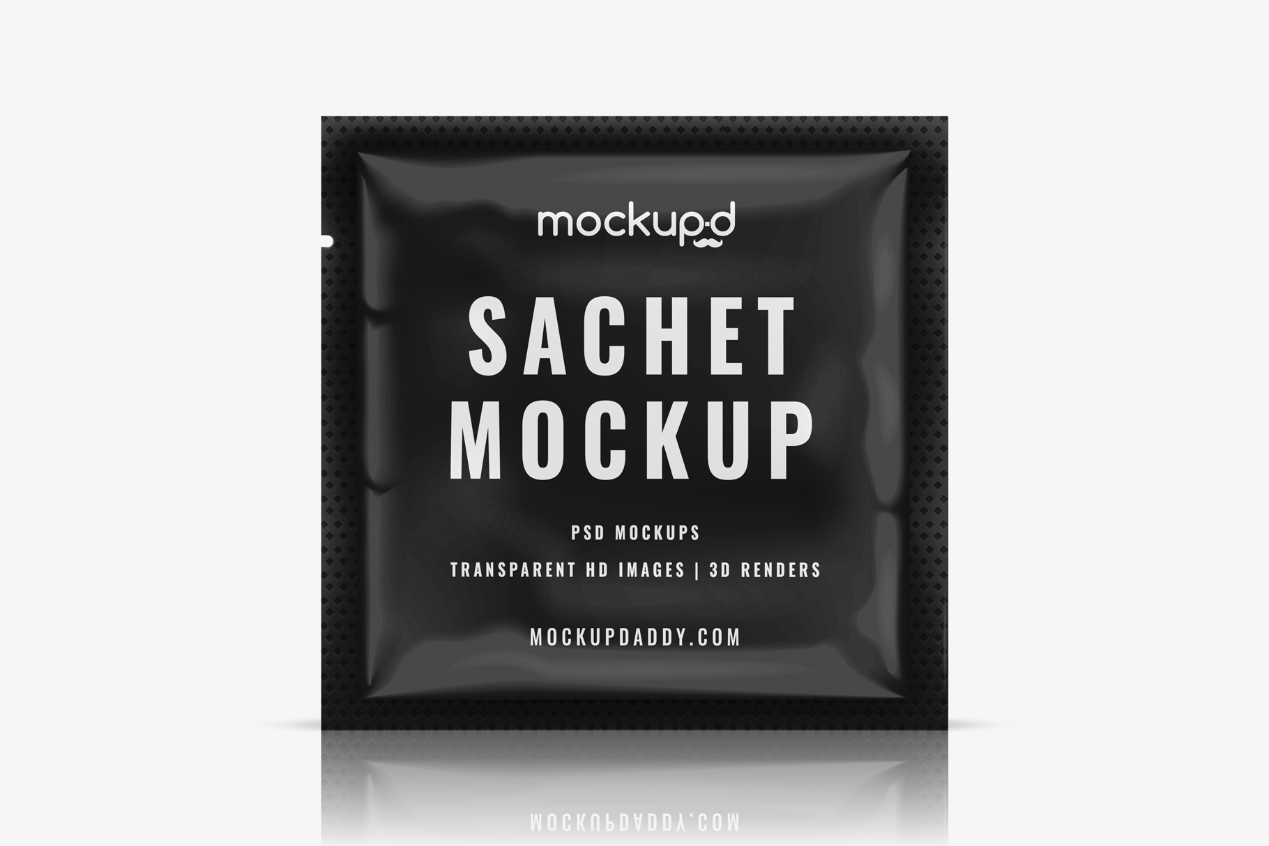 Wide and small sachet mockup in black color 